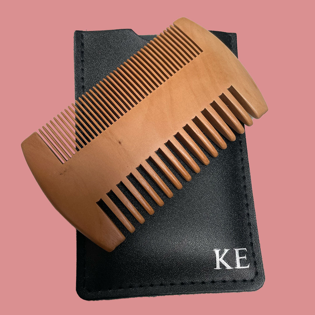 Personalised Beard Comb Pouch with Comb