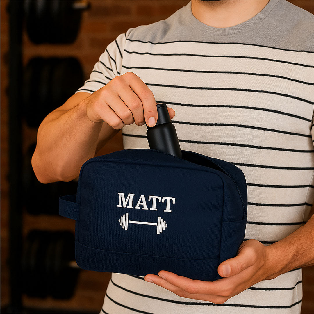 Personalised Navy Gym Wash Bag