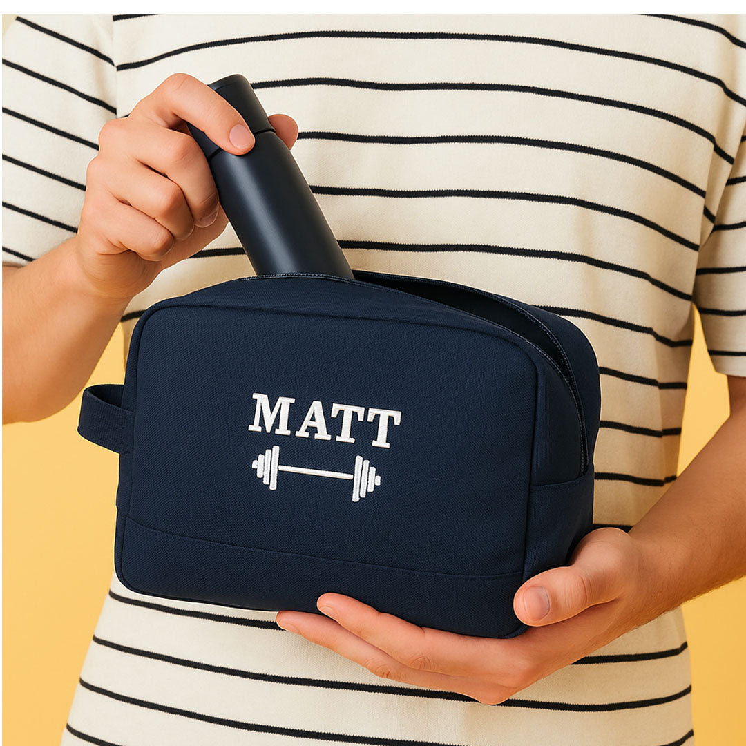 Personalised Navy Gym Wash Bag