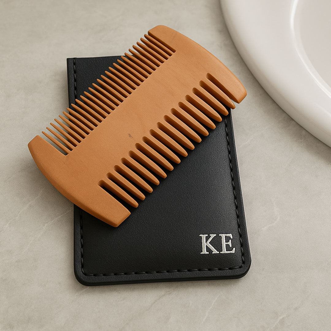 Personalised Beard Comb Pouch with Comb
