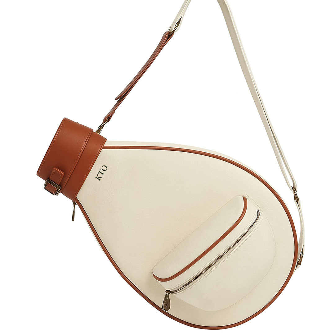 Personalised Cream & Brown Tennis Racket Cover