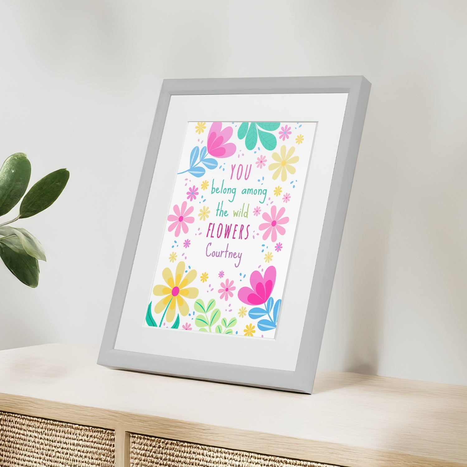 Personalised Flower Power Children’s Nursery Framed Print
