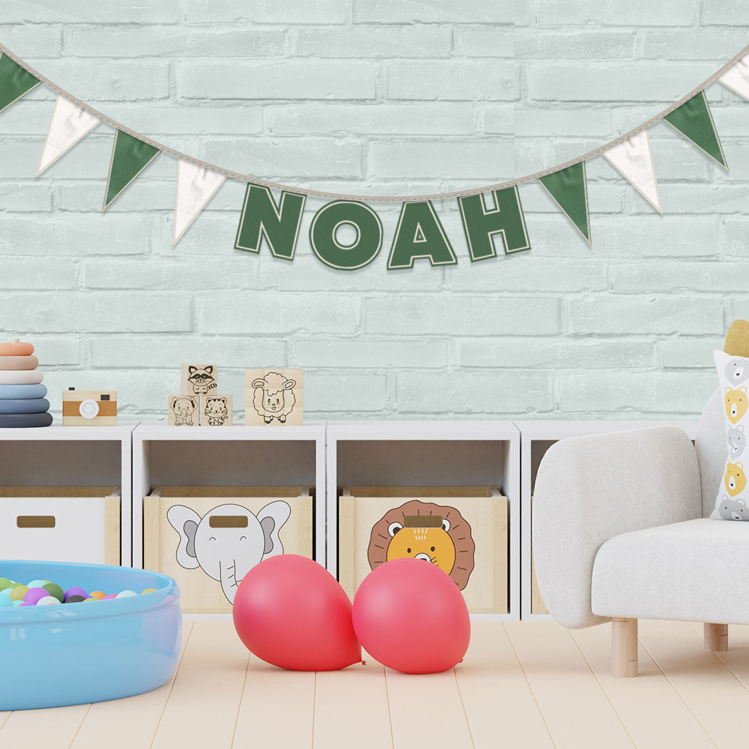 Personalised 4 Letter Name Bunting in Forest Green