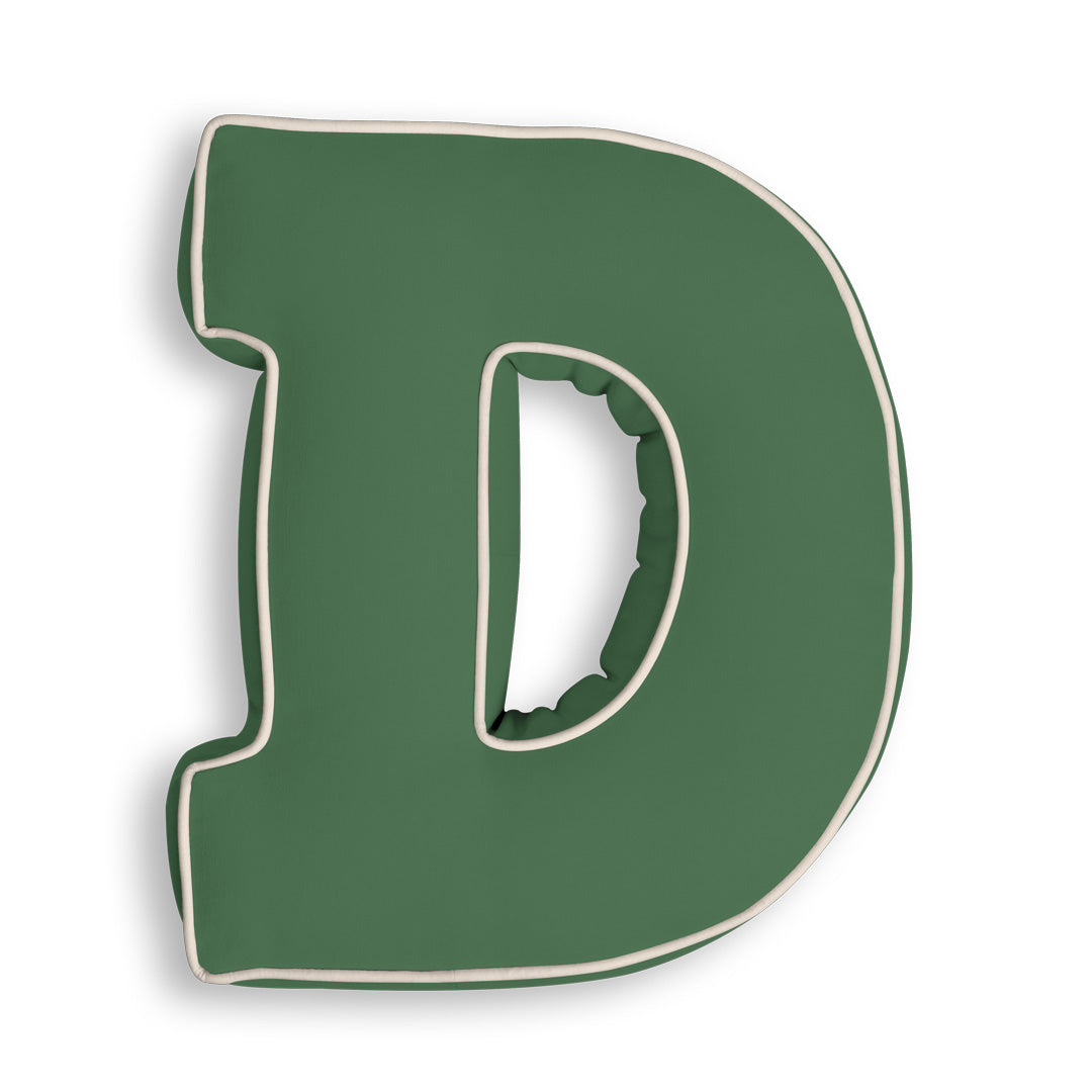 Personalised Letter Cushion 'D' in Forest Green