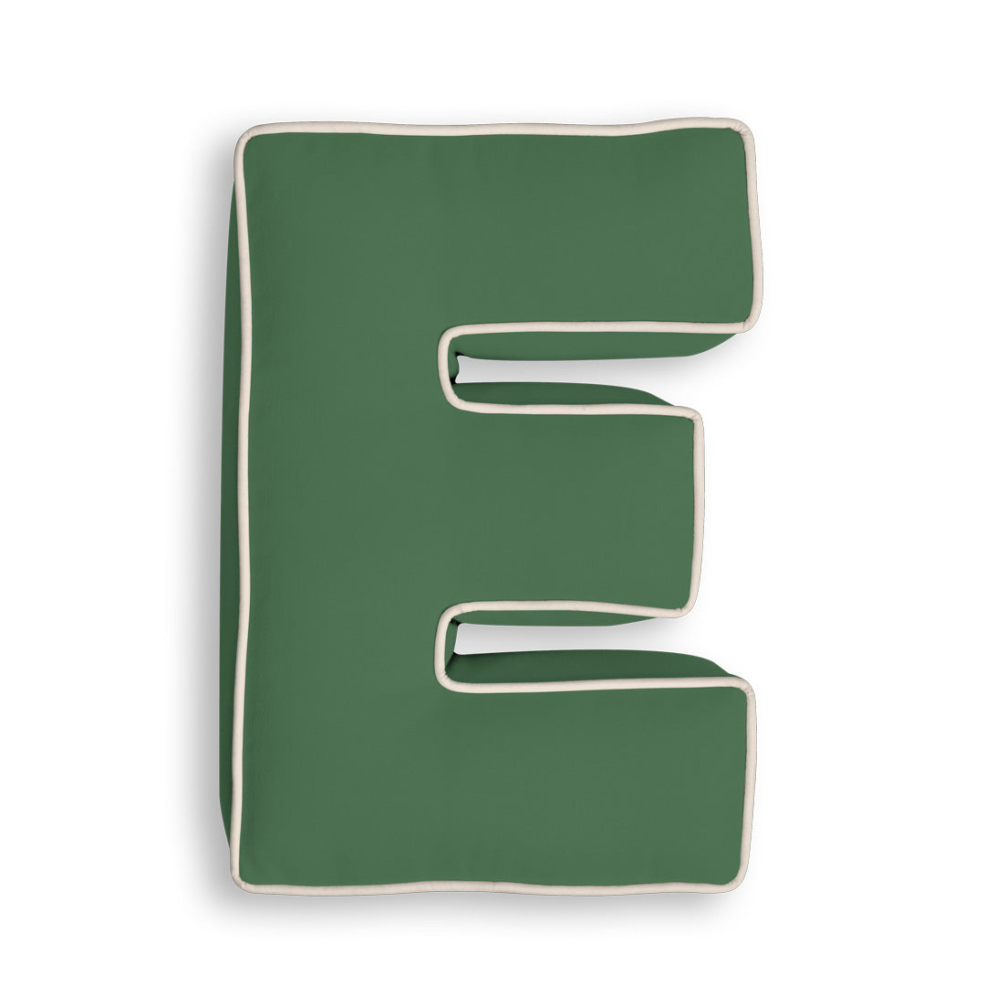 Personalised Letter Cushion 'E' in Forest Green