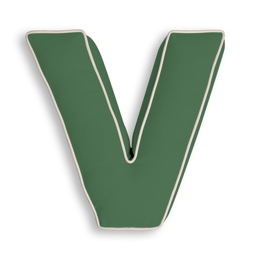 Personalised Letter Cushion 'V' in Forest Green