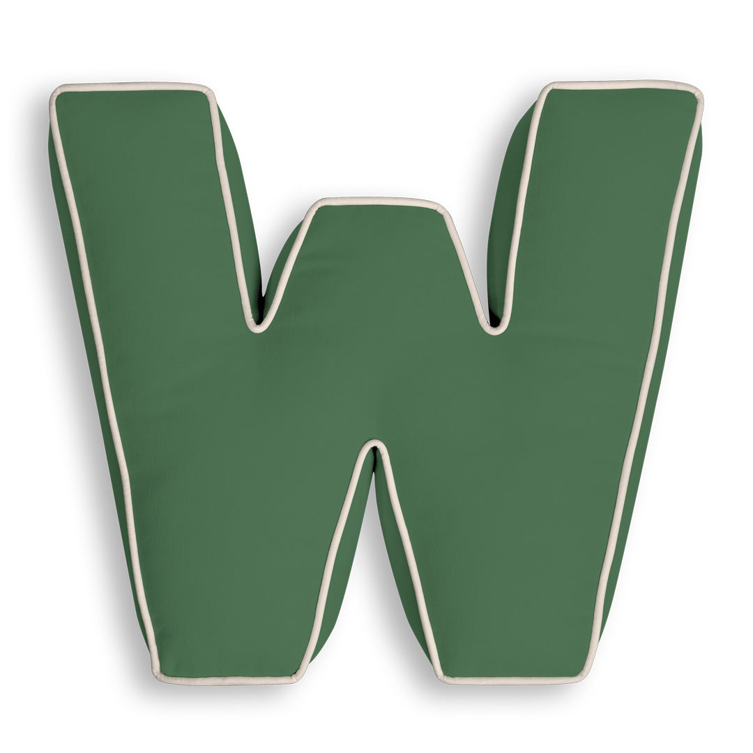 Personalised Letter Cushion 'W' in Forest Green