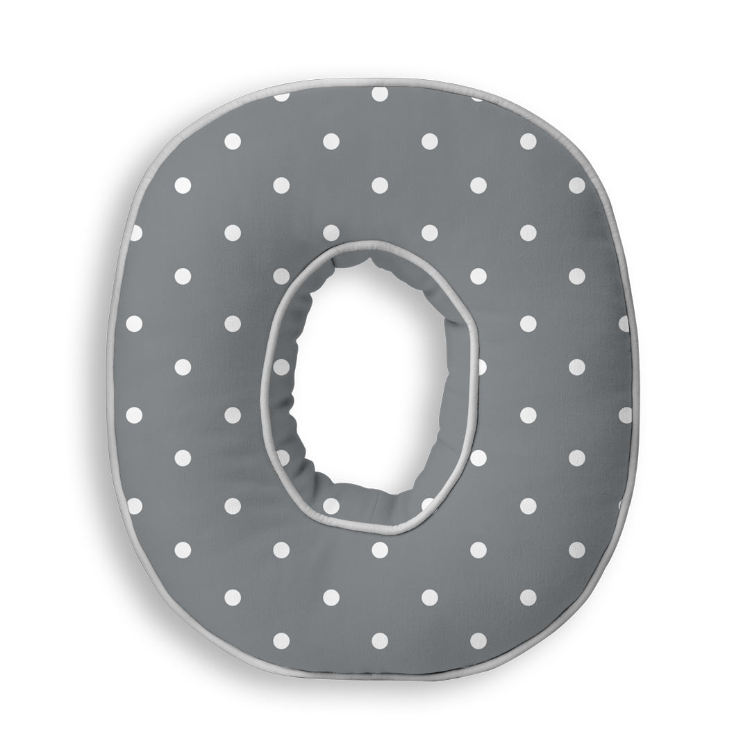 Personalised Letter Cushion 'O' in Grey Polka Dot