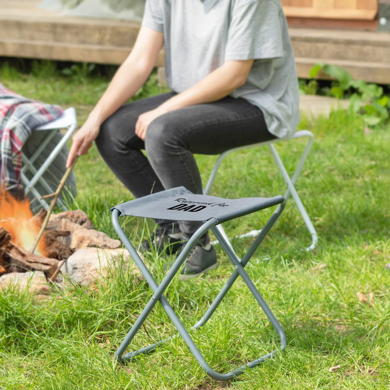 Personalised Camping Stool Charcoal