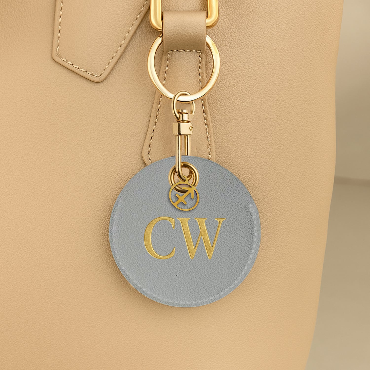 Personalised Vegan Leather Bag Accessory with Zodiac Charm