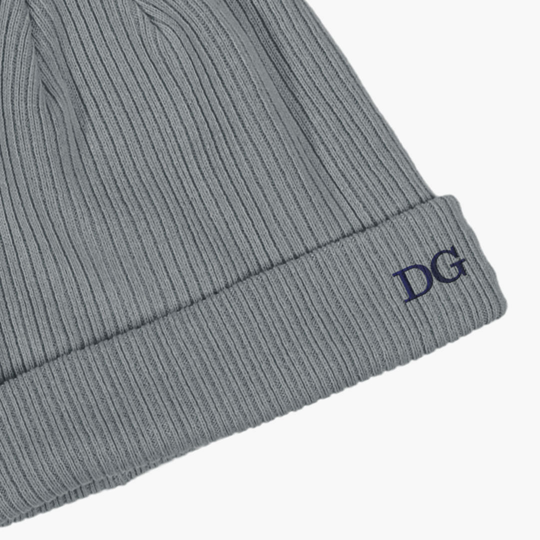 Personalised Embroidered Beanie Hat in Light Grey