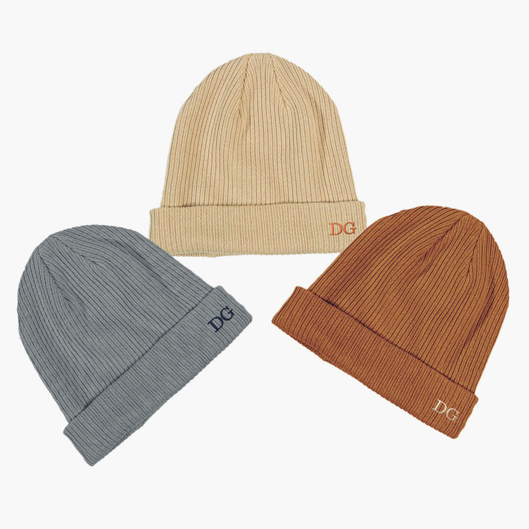 Personalised Embroidered Beanie Hat and Matching Scarf in Sand
