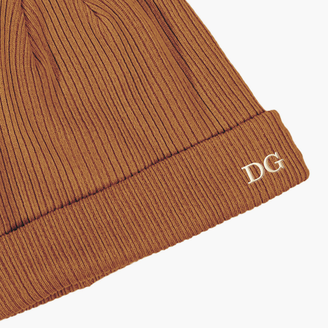 Personalised Embroidered Beanie Hat in Biscuit Colour