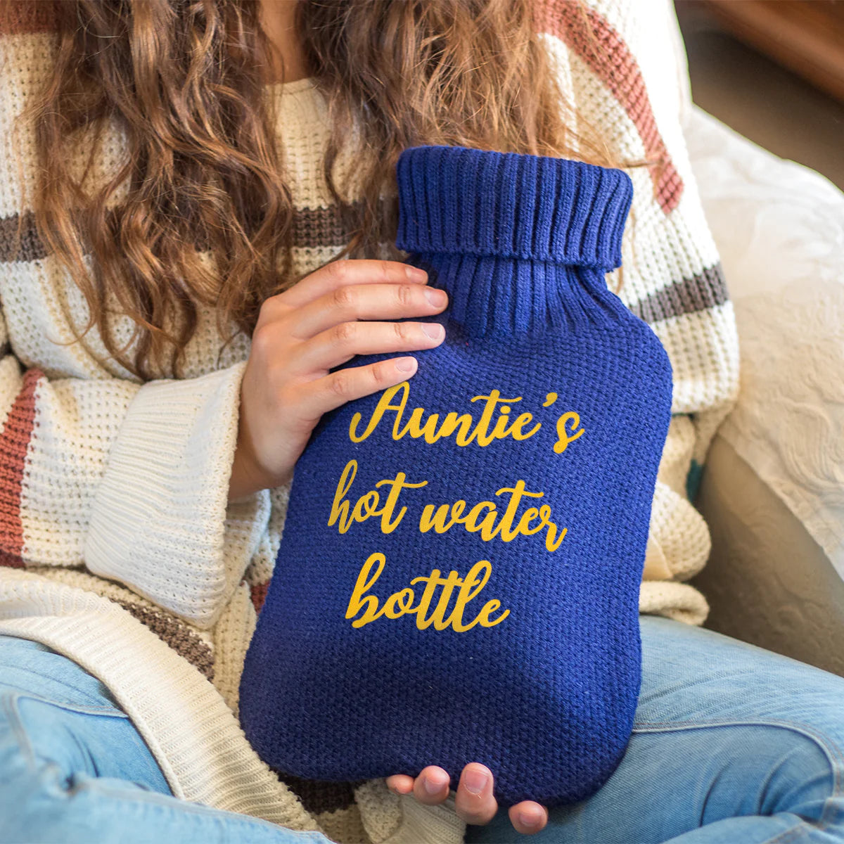 Personalised Hot Water Bottle in Navy