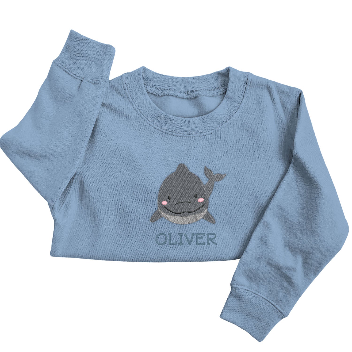 Personalised 'On The Wild Side' Embroidered Children's Dolphin Jumper