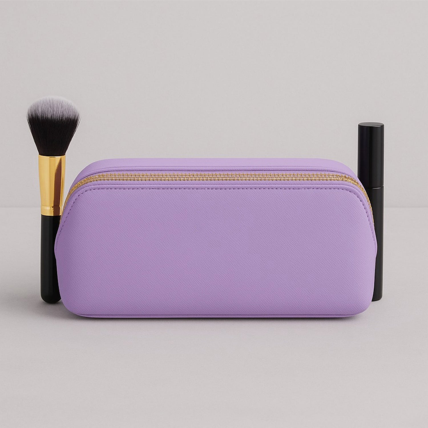 Personalised Vegan Leather Makeup Bag with Brush Set