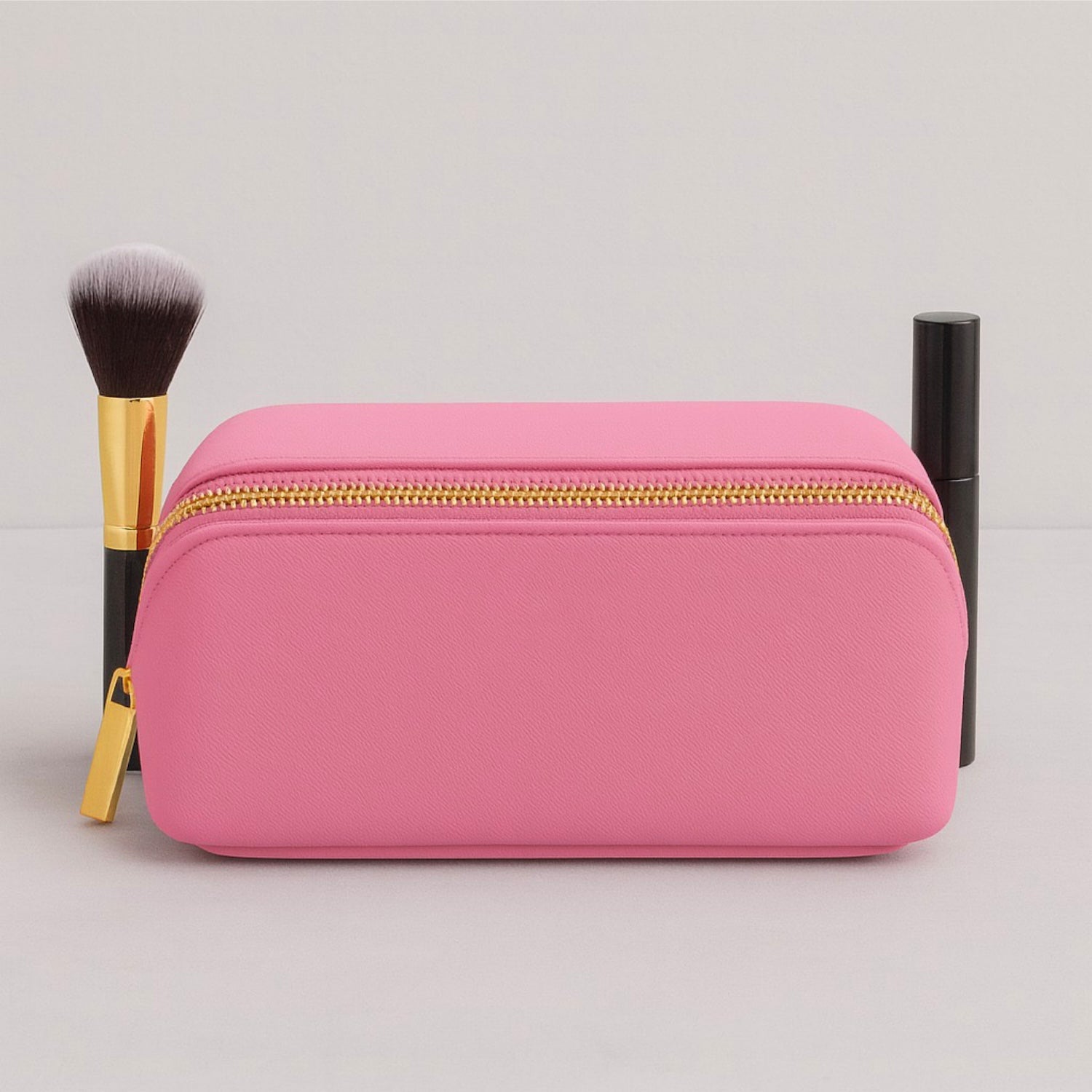 Personalised Vegan Leather Makeup Bag with Brush Set
