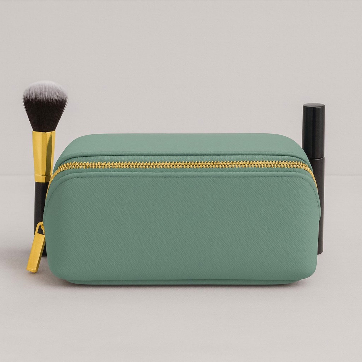 Personalised Vegan Leather Makeup Bag with Brush Set
