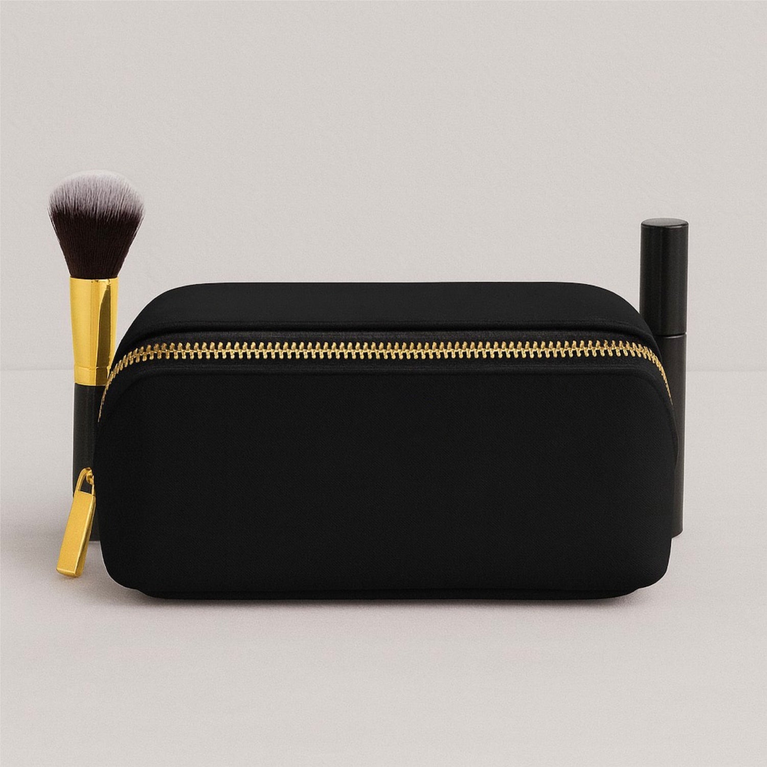Personalised Vegan Leather Makeup Bag with Brush Set