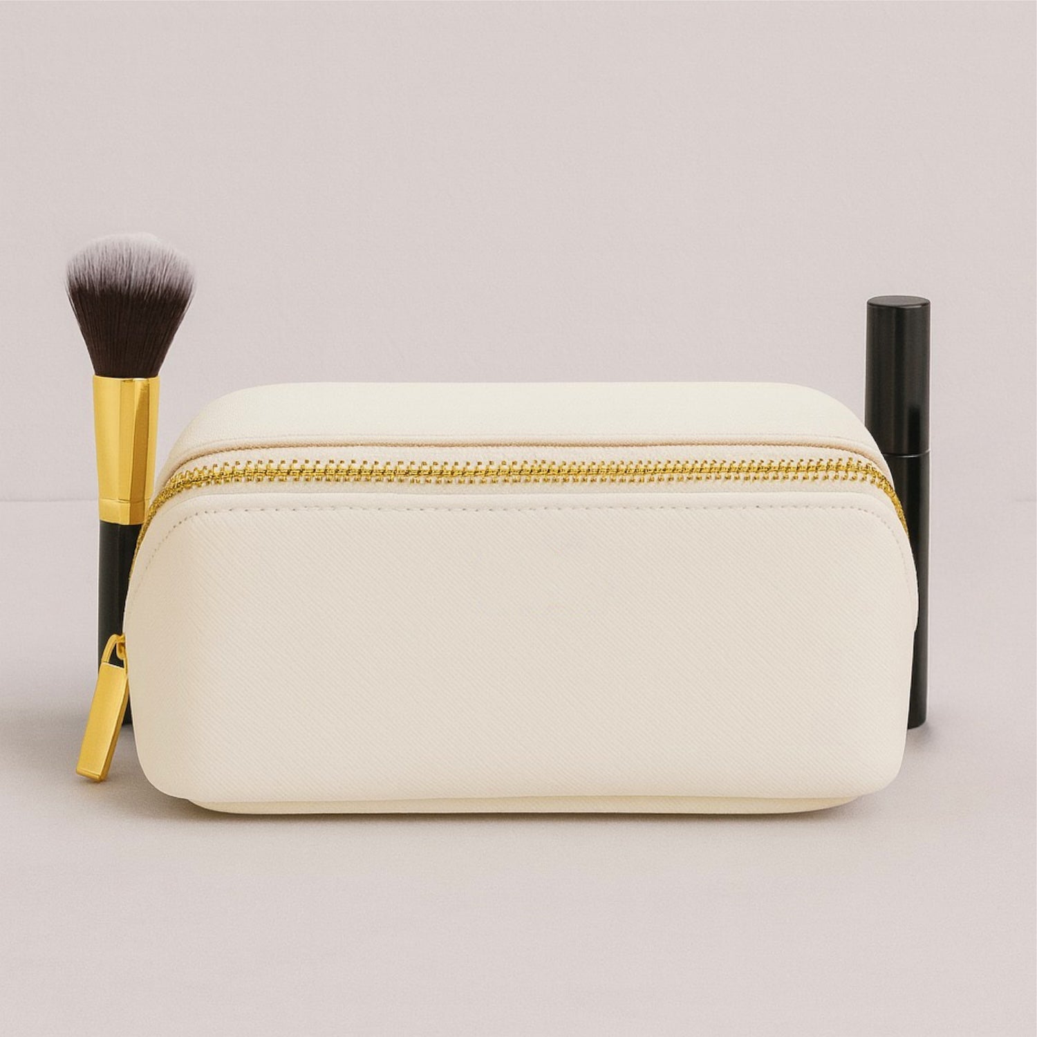 Personalised Vegan Leather Makeup Bag with Brush Set