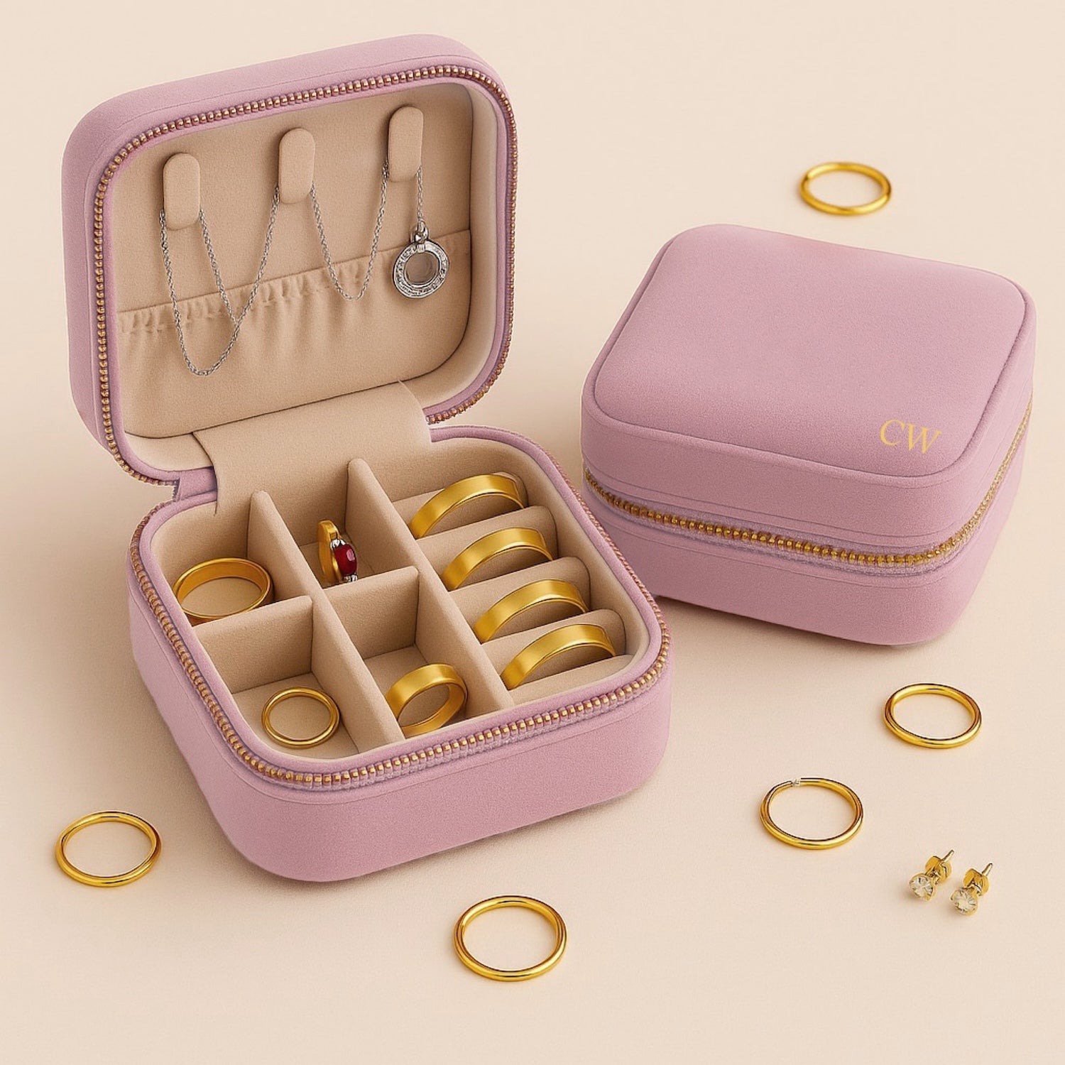 Personalised Velvet Jewellery Organiser