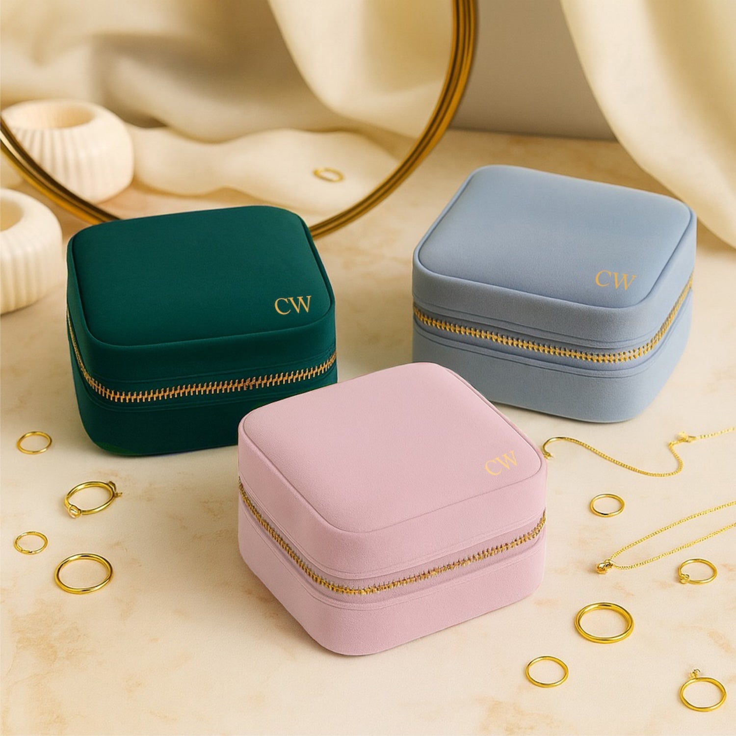 Personalised Velvet Jewellery Organiser