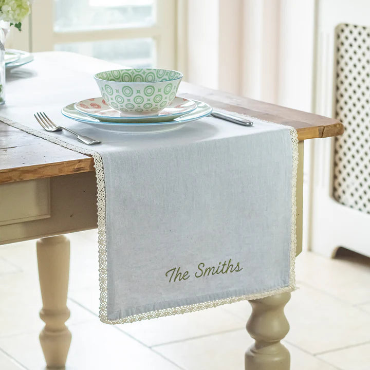 Personalised Embroidered Table Runner