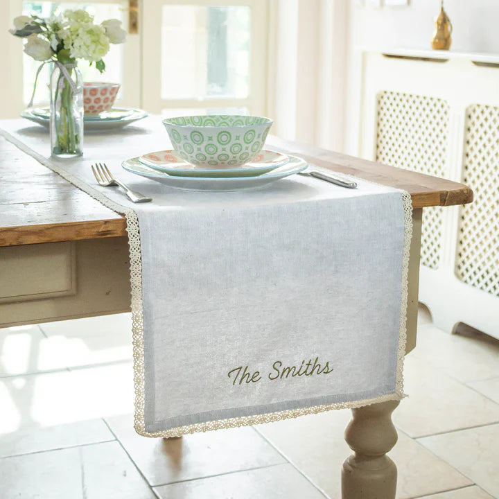 Personalised Embroidered Table Runner