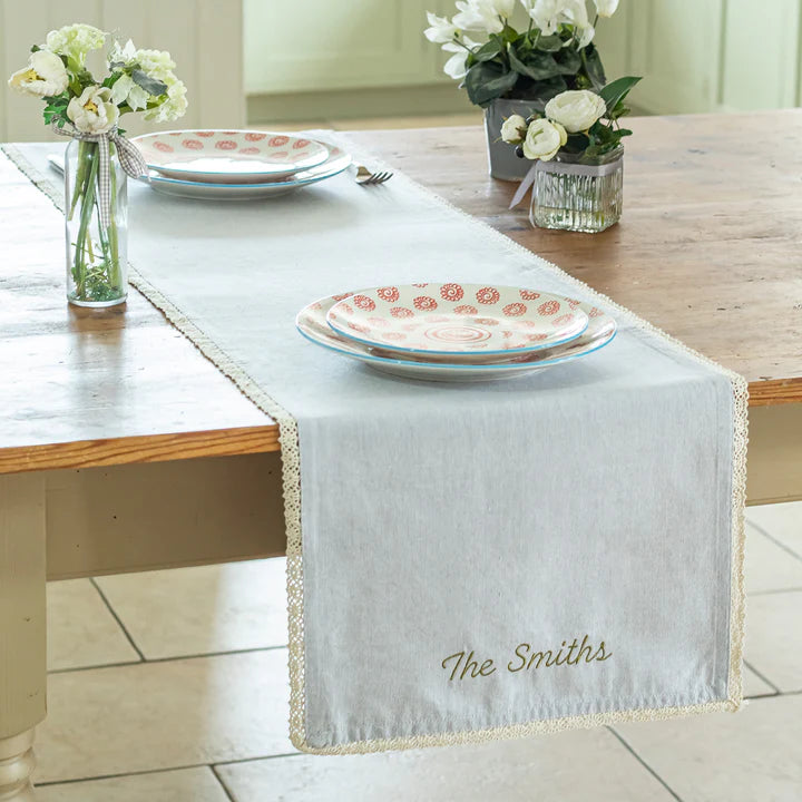Personalised Embroidered Table Runner