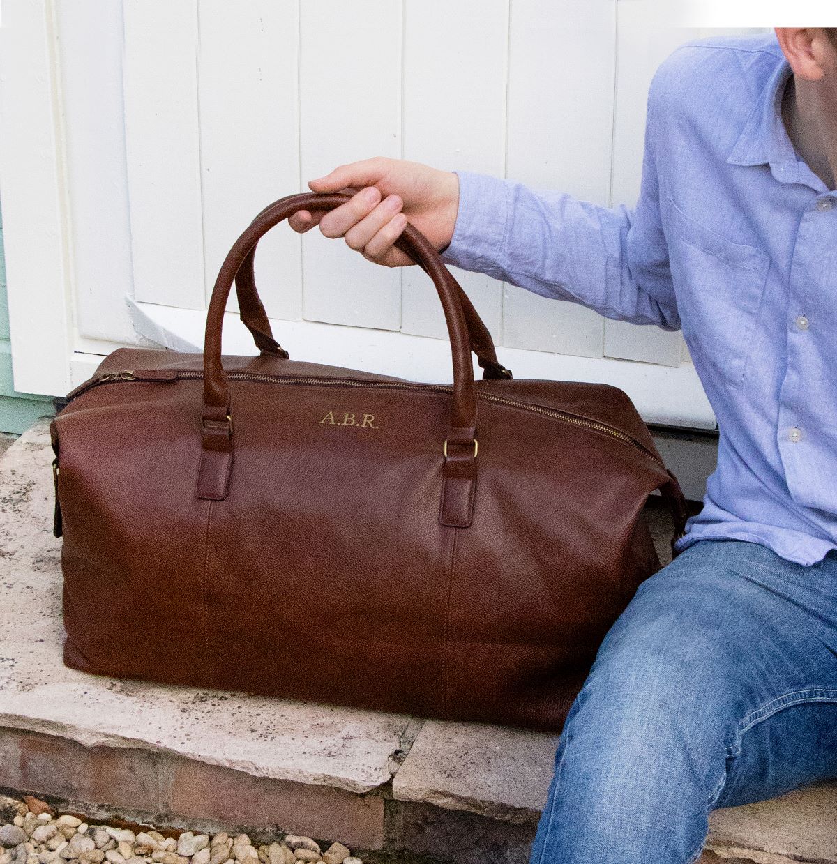 Personalised Vintage Nuhide Holdall in Brown