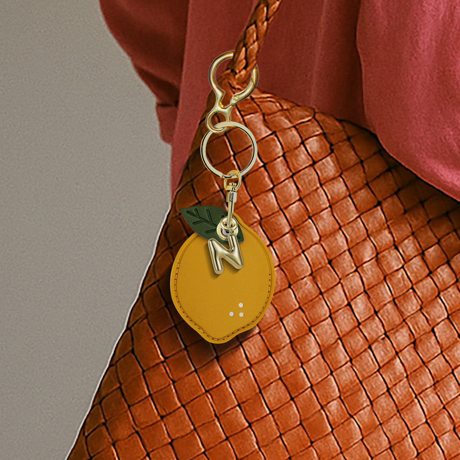Personalised Lemon Vegan Leather Bag Charm