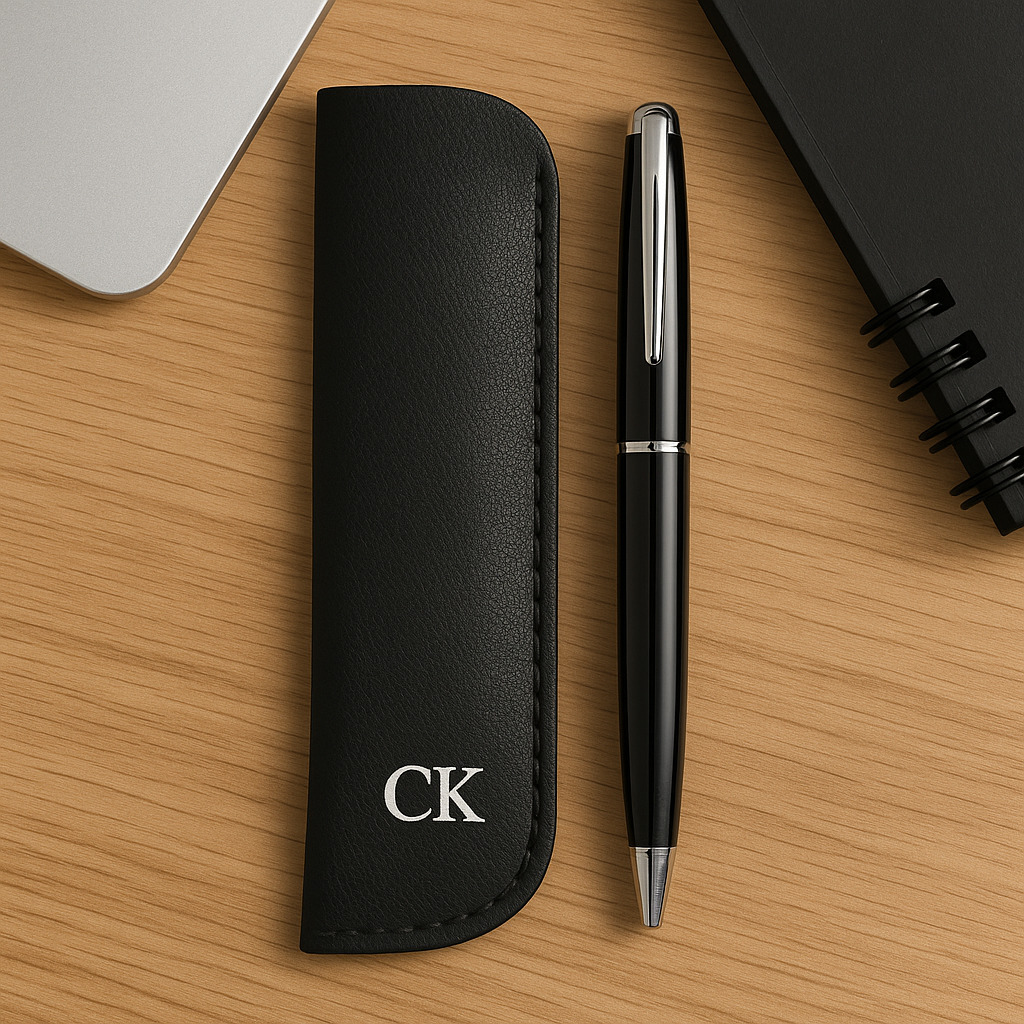 Personalised PU Vegan Leather Pen Pouch with Pen