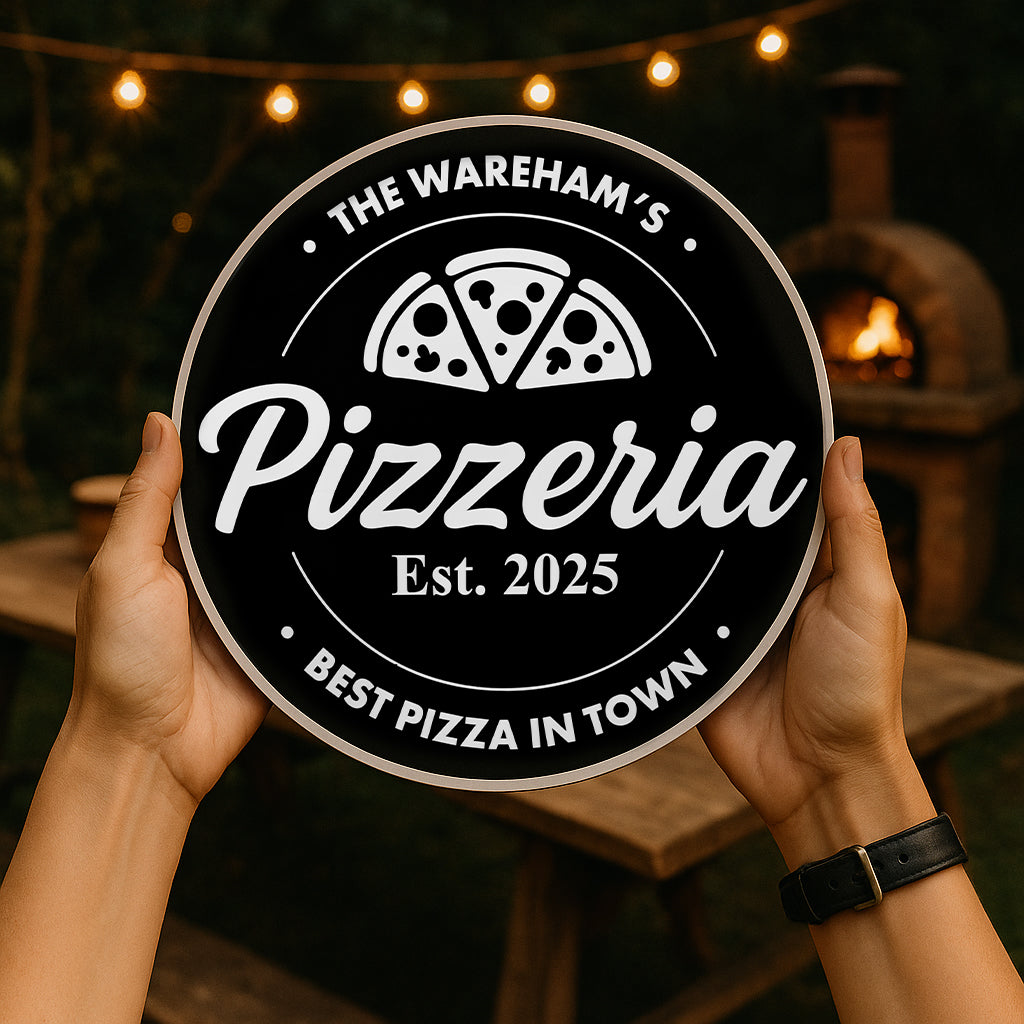 Personalised Pizzeria Black Plaque