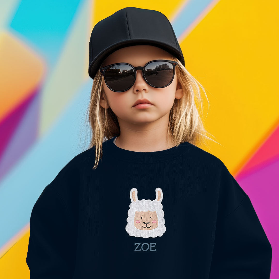 Personalised 'On The Wild Side' Embroidered Children's Alpaca Jumper