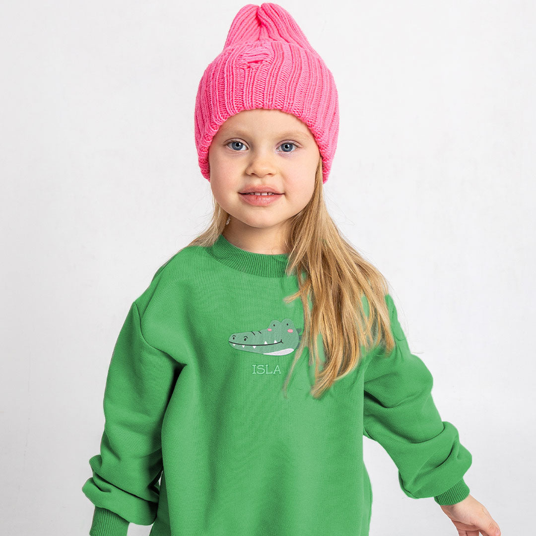 Personalised 'On The Wild Side' Embroidered Children's Crocodile Jumper