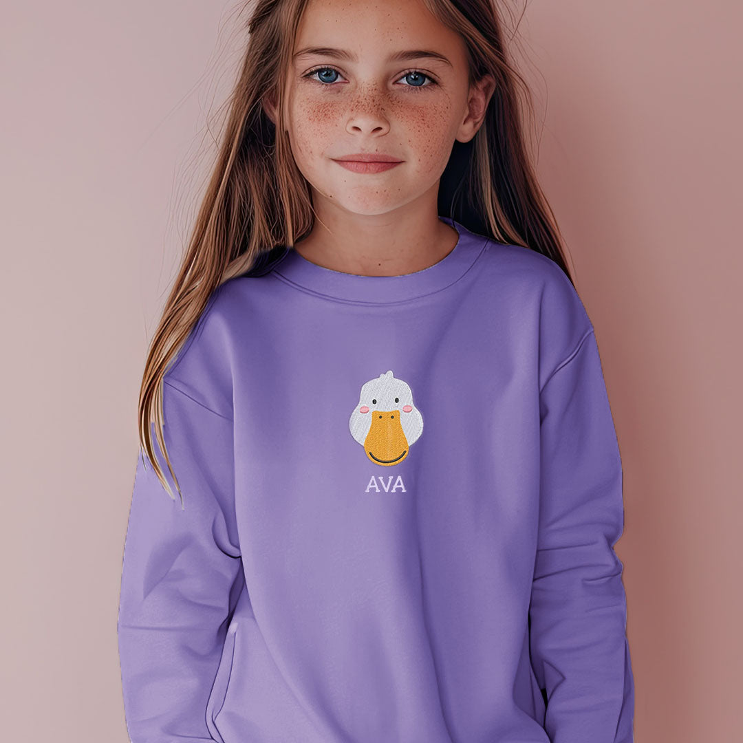 Personalised 'On The Wild Side' Embroidered Children's Duck Jumper