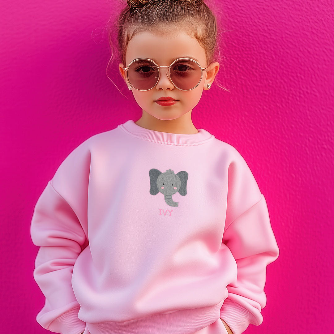 Personalised 'On The Wild Side' Embroidered Children's Elephant Jumper