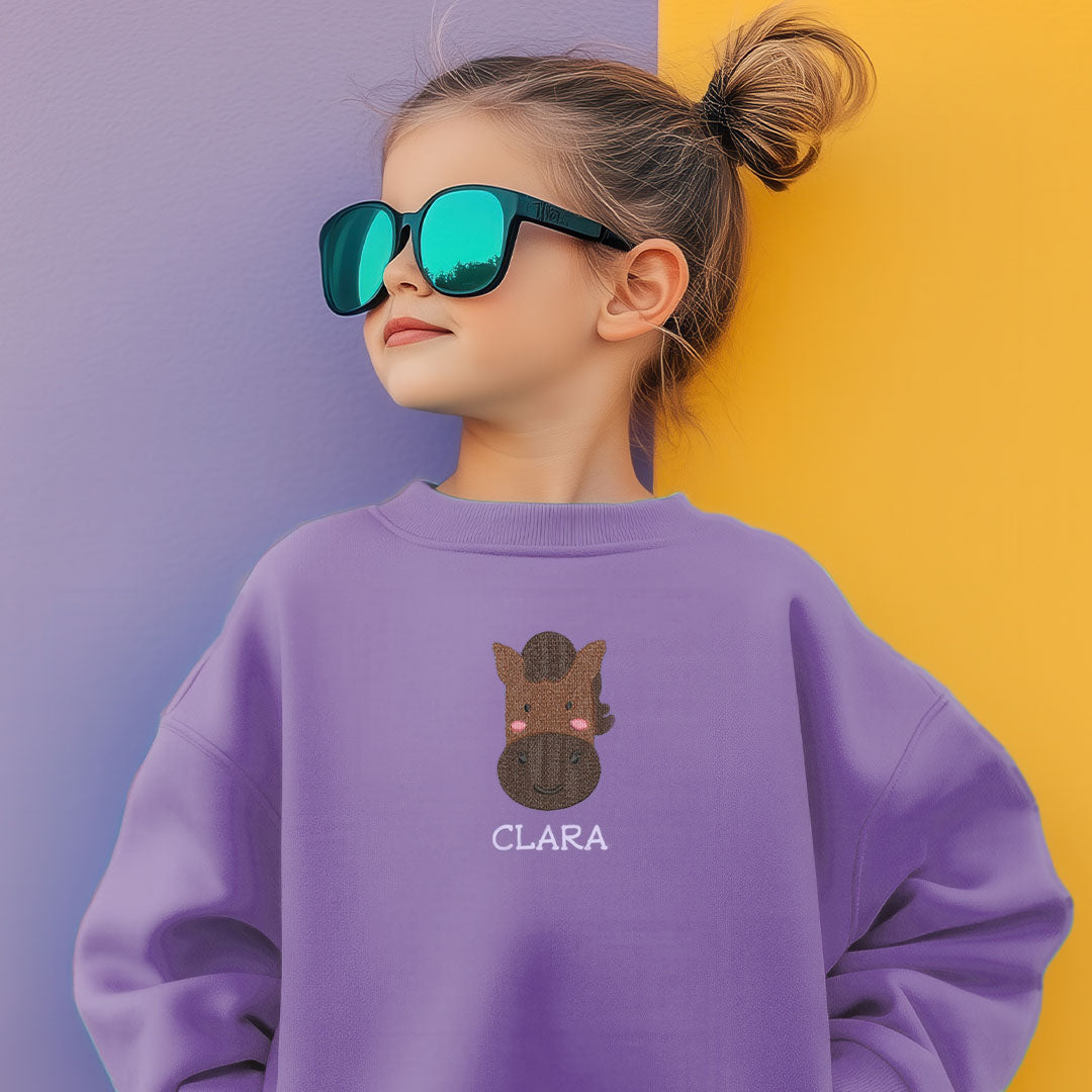 Personalised 'On The Wild Side' Embroidered Children's Horse Jumper