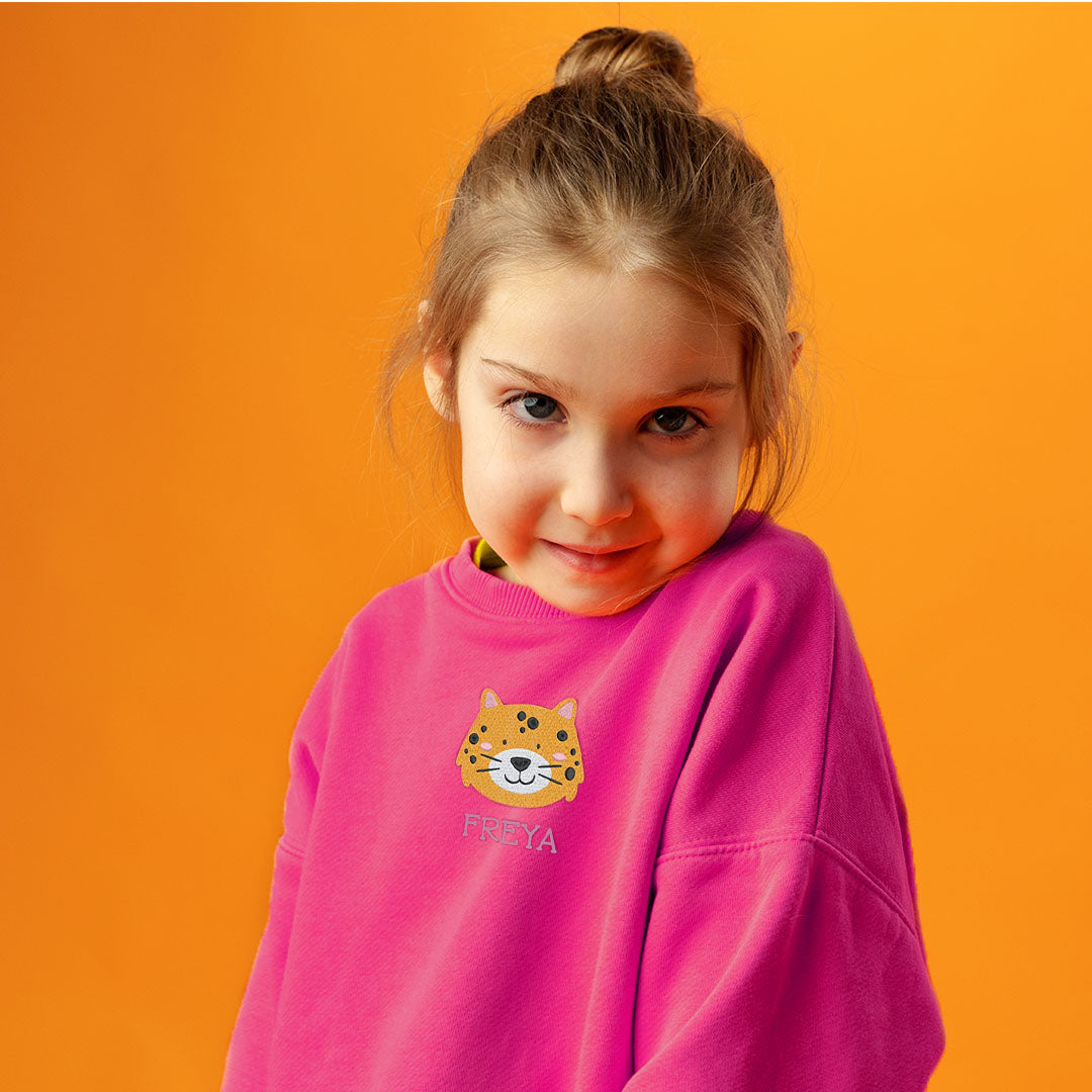 Personalised 'On The Wild Side' Embroidered Children's Leopard Jumper