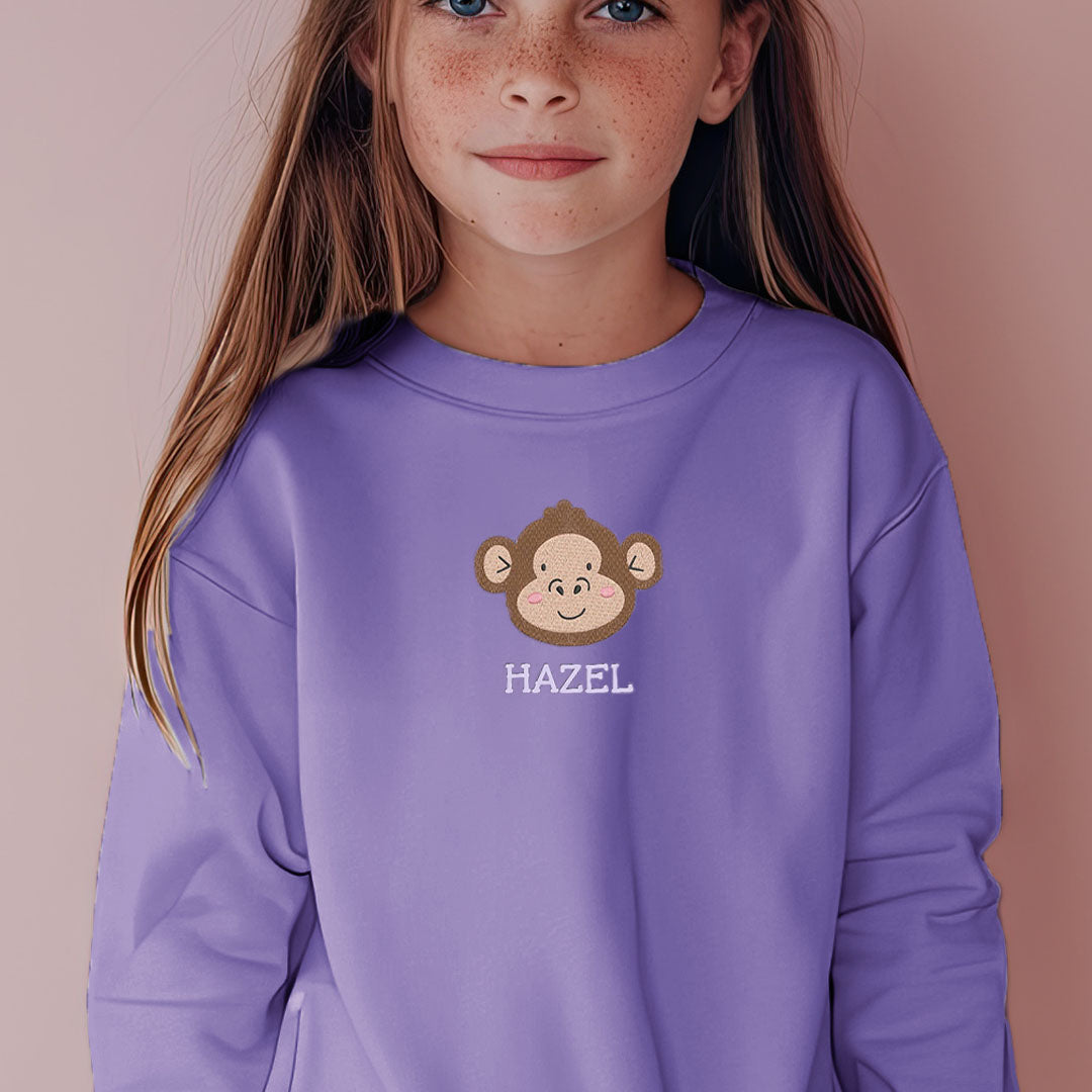 Personalised 'On The Wild Side' Embroidered Children's Monkey Jumper