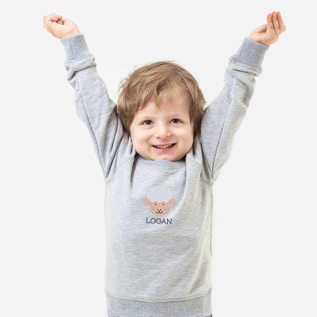 Personalised 'On The Wild Side' Embroidered Children's Sheep Jumper