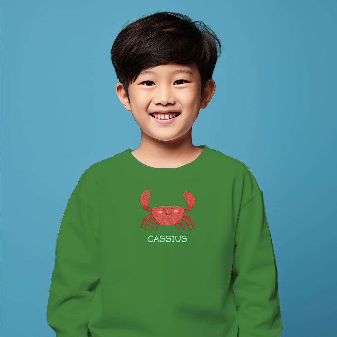 Personalised 'On The Wild Side' Embroidered Children's Crab Jumper