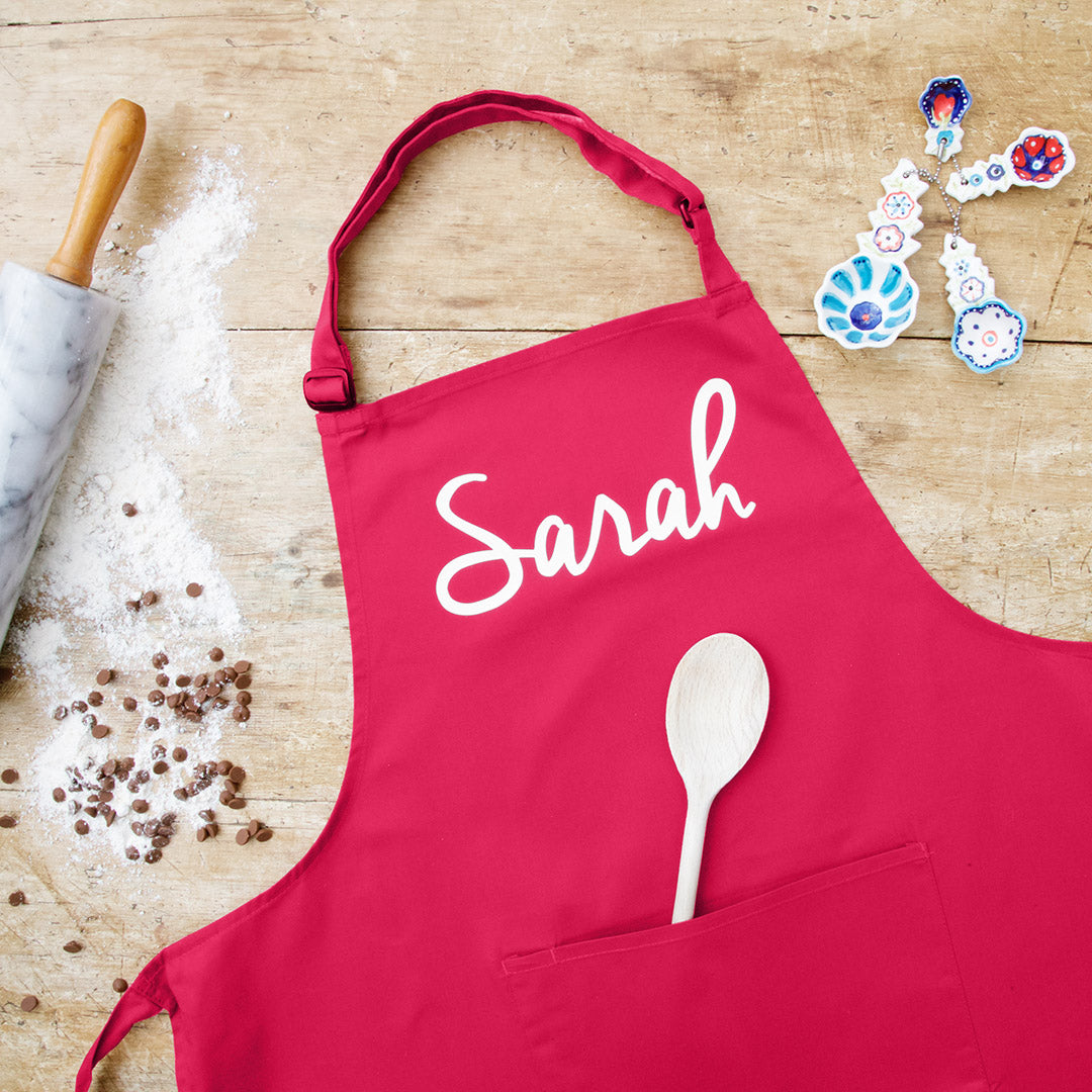 Personalised Apron in Hot Pink