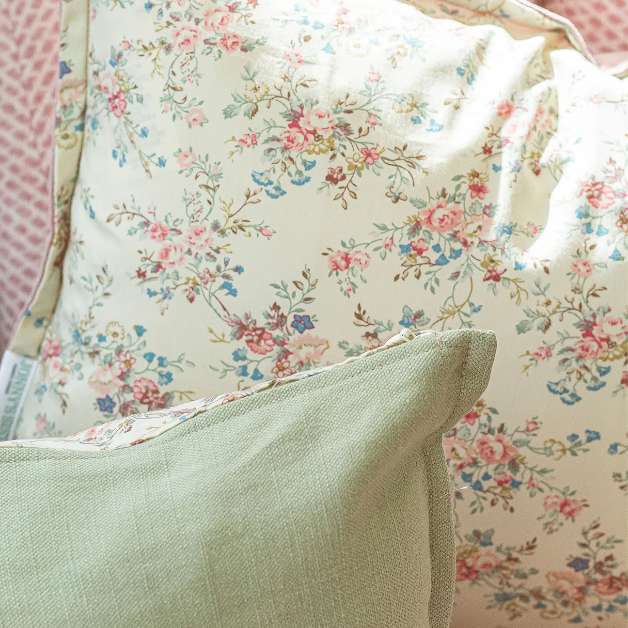 Personalised Floral Cushion in Green