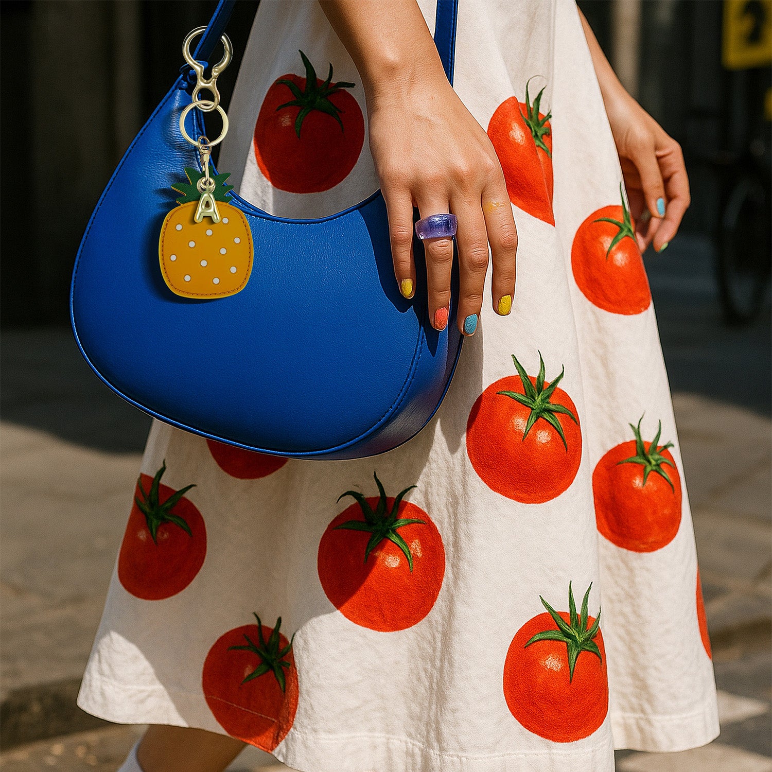 Personalised Pineapple Vegan Leather Bag Charm