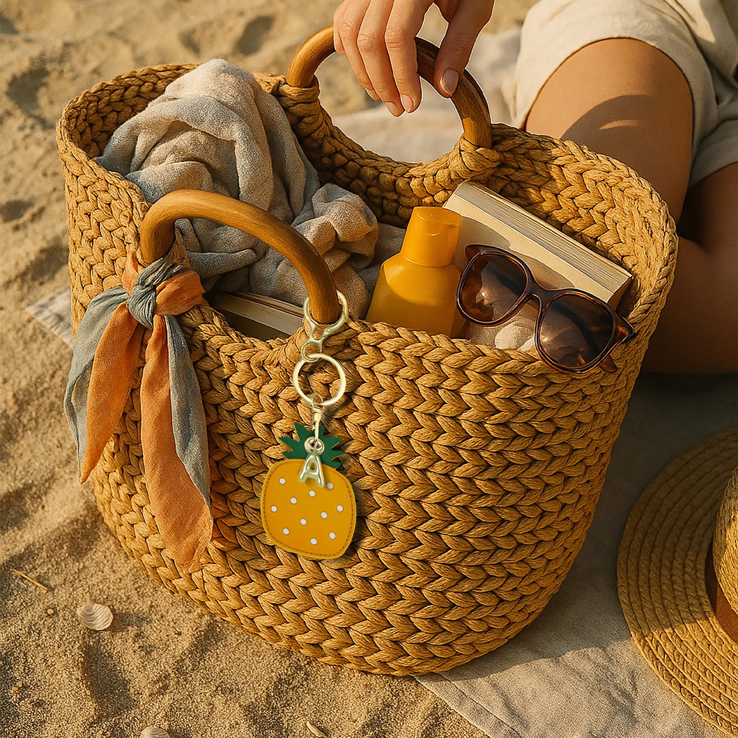 Personalised Pineapple Vegan Leather Bag Charm