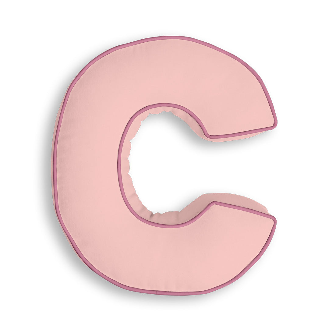 Personalised Letter Cushion 'C' in Soft Pink