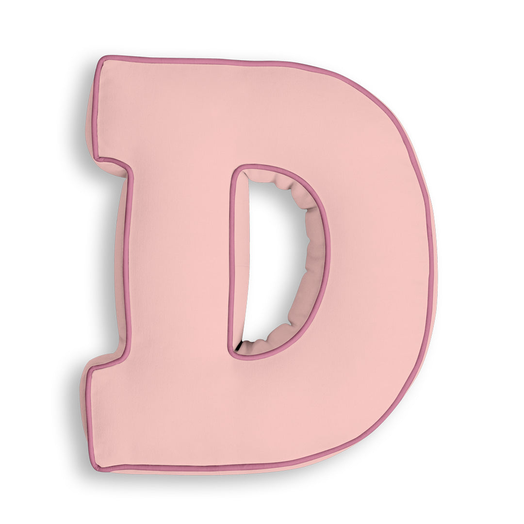 Personalised Letter Cushion 'D' in Soft Pink