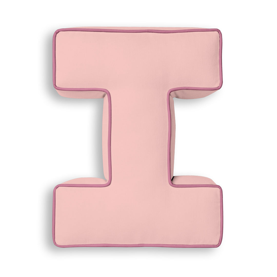 Personalised Letter Cushion 'I' in Soft Pink