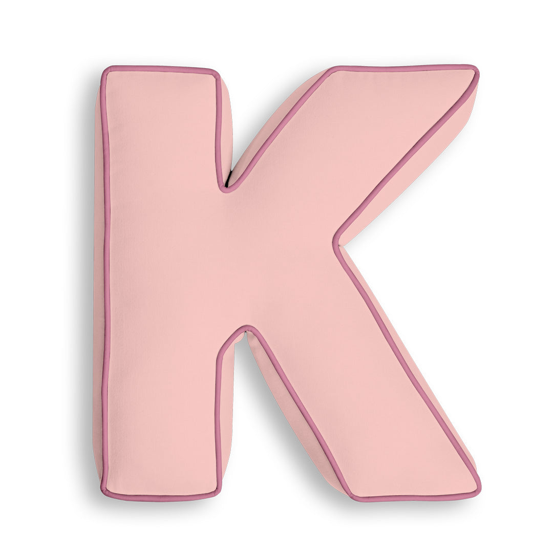 Personalised Letter Cushion 'K' in Soft Pink